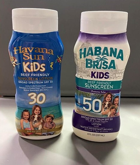 Havana Sun and Habana Brisa sunscreen bottles